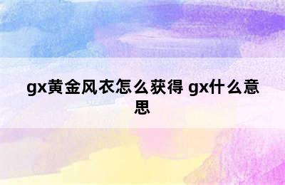 gx黄金风衣怎么获得 gx什么意思